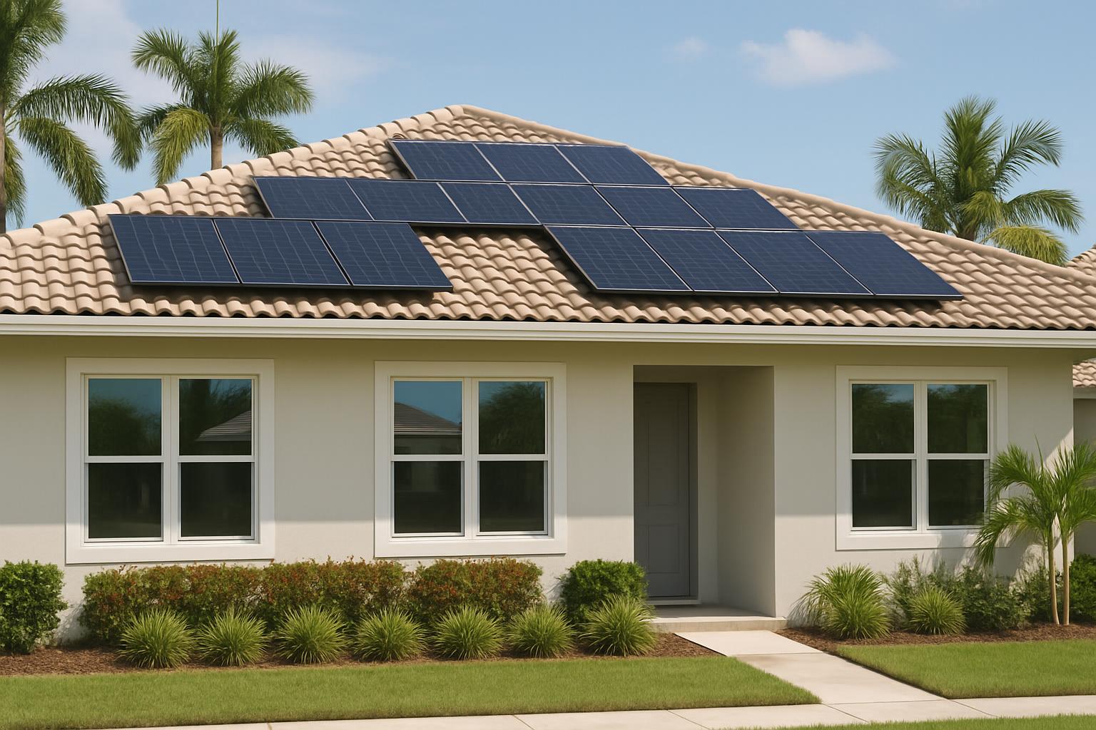 solar panels on a South Florida home with windows that are not too dark